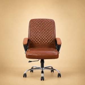 Tan Diamond-Quilt Mid-Back Office Chair