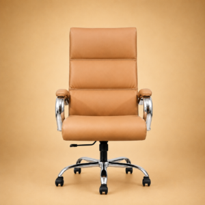 Tan Diamond-Stitch High-Back Executive Chair