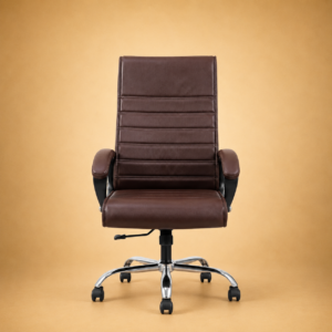 Tan Smooth-Leather Mid-Back Executive Chair