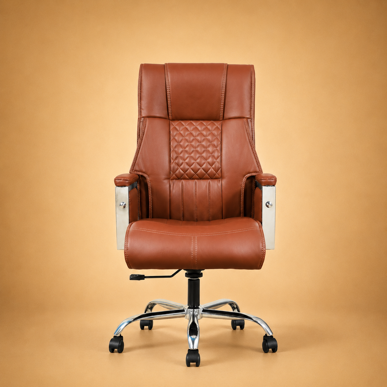 Cognac Tufted High-Back Executive Chair