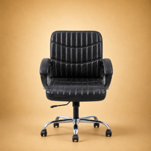 Black Ribbed Mid-Back Office Chair