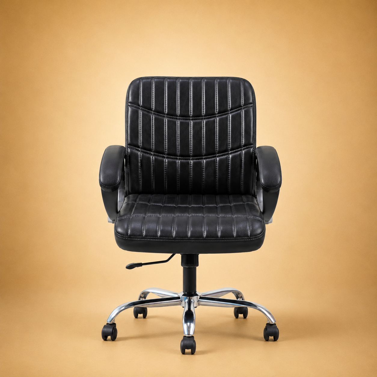 Black Ribbed Mid-Back Office Chair