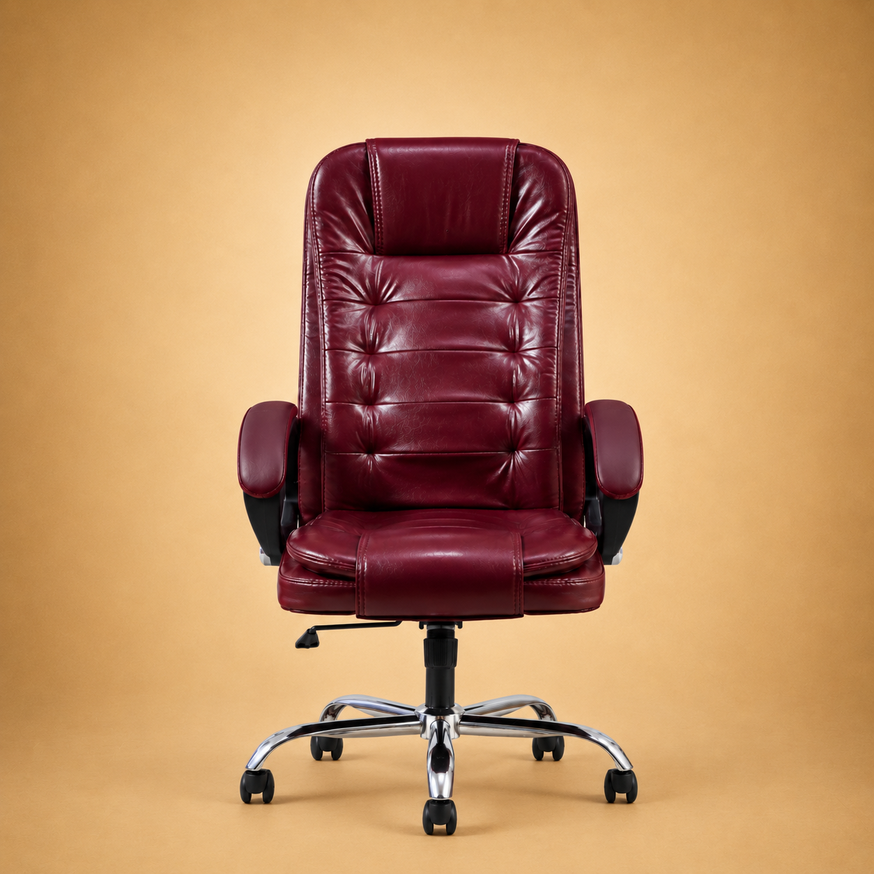 Burgundy Tufted High-Back Executive Office Chair